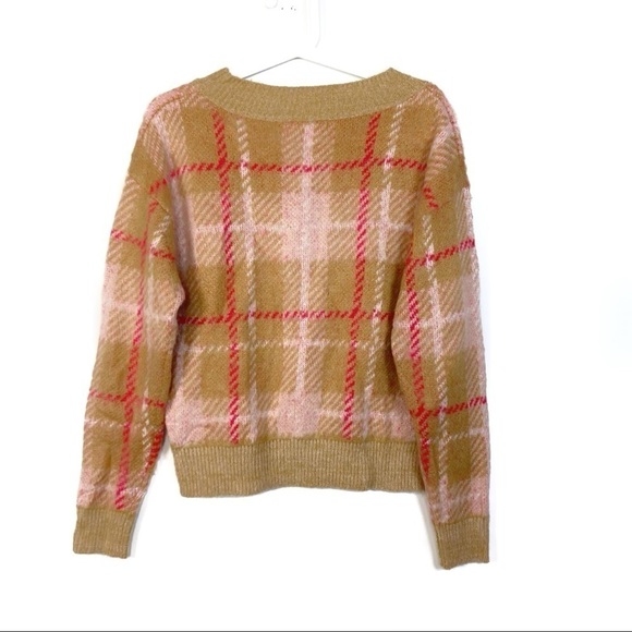 BP. Plaid Tan pink Nougat Dapper crew neck Sweater - Picture 8 of 9